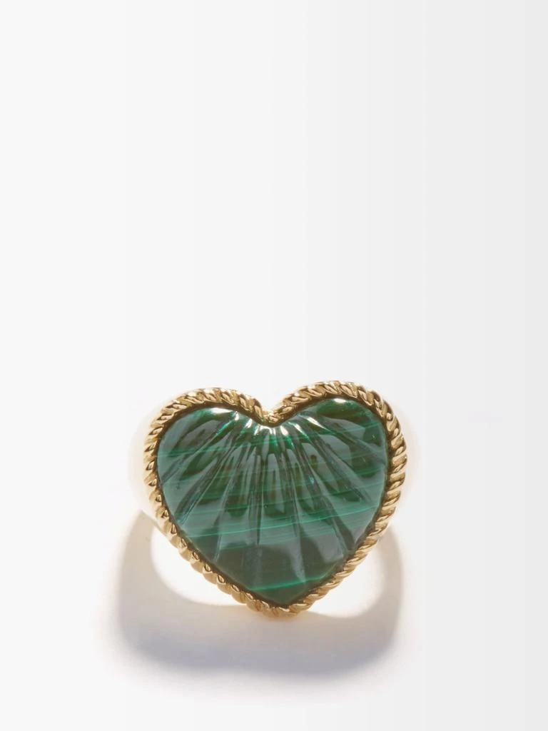 Yvonne Léon Heart malachite & 9kt gold signet ring 1