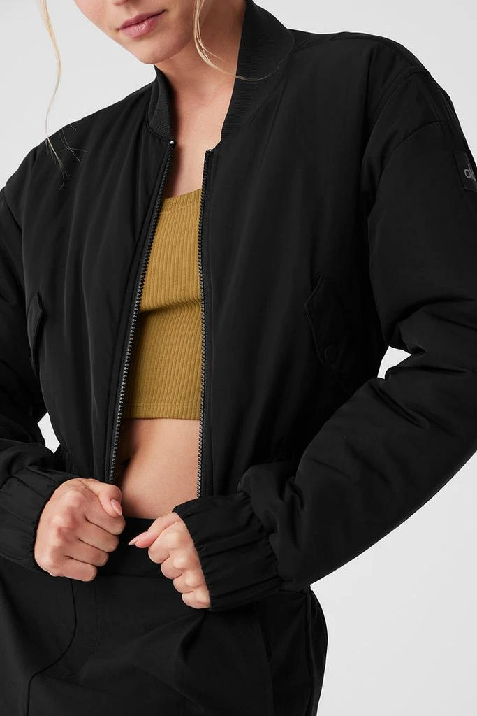 Alo Cropped Break Line Bomber Jacket - Black 4