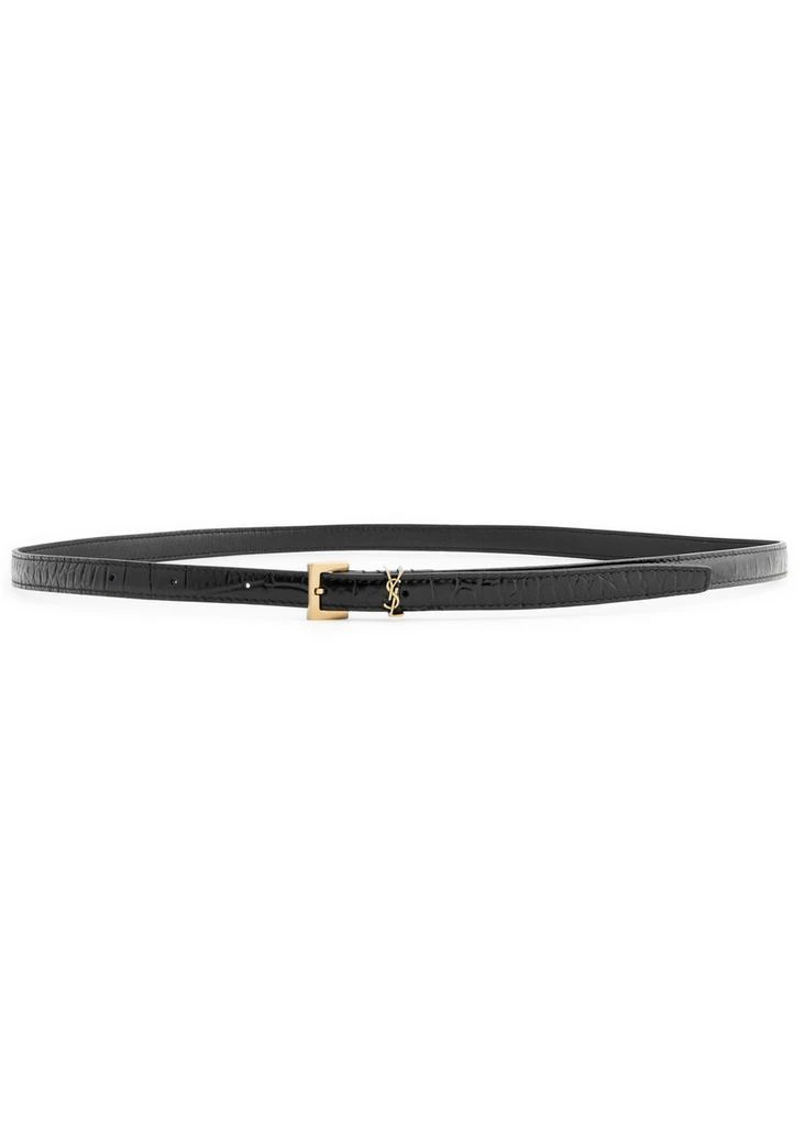 Yves Saint Laurent Cassandre Extra Thin crocodile-effect leather belt 1