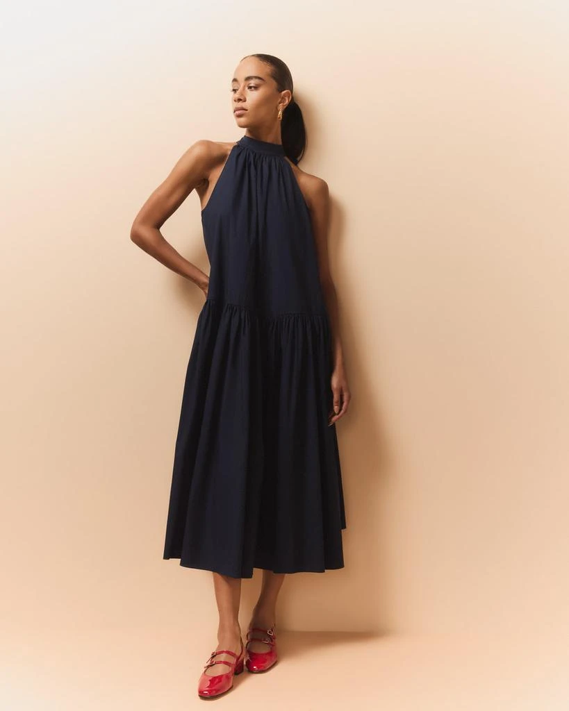 Staud Marlowe Halter Neck-Tie Cotton Poplin Midi Dress 6