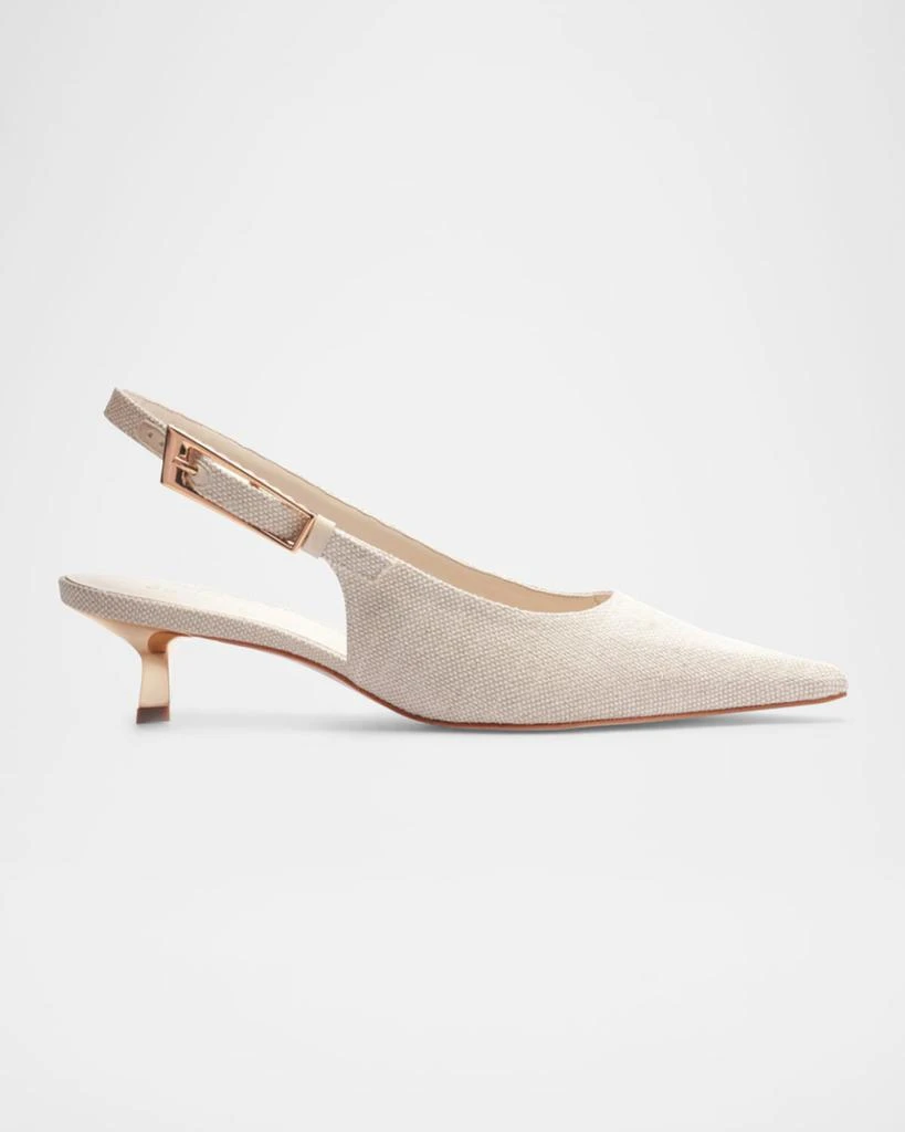 Schutz Ciara Linen Kitten Slingback Pumps 1