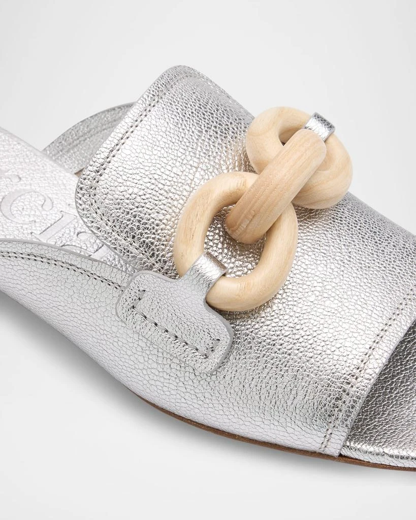 Pedro Garcia Enna Metallic Leather Chain Loafer Mules 6
