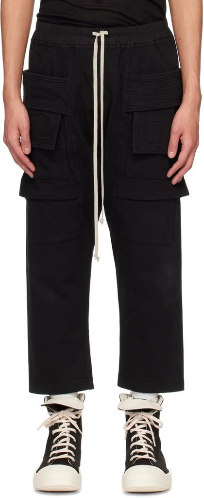 Rick Owens Black Creatch Cropped Cargo Pants 1