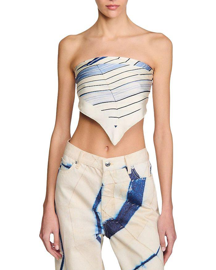 Sandro Sandro Striped Silk Scarf Top