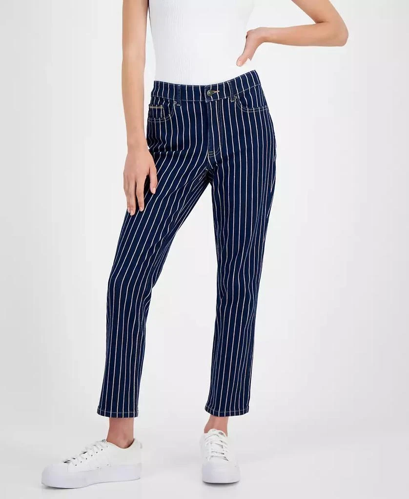 Nautica Jeans Women's Striped Straight-Leg Ankle Jeans 1