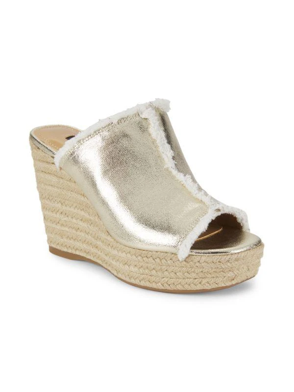 Nine West Baja Metallic Textile Espadrille Wedge Sandals 2