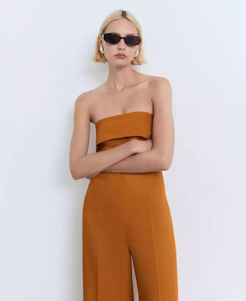 Mango Women's Linen-Blend Strapless Jumpsuit 2