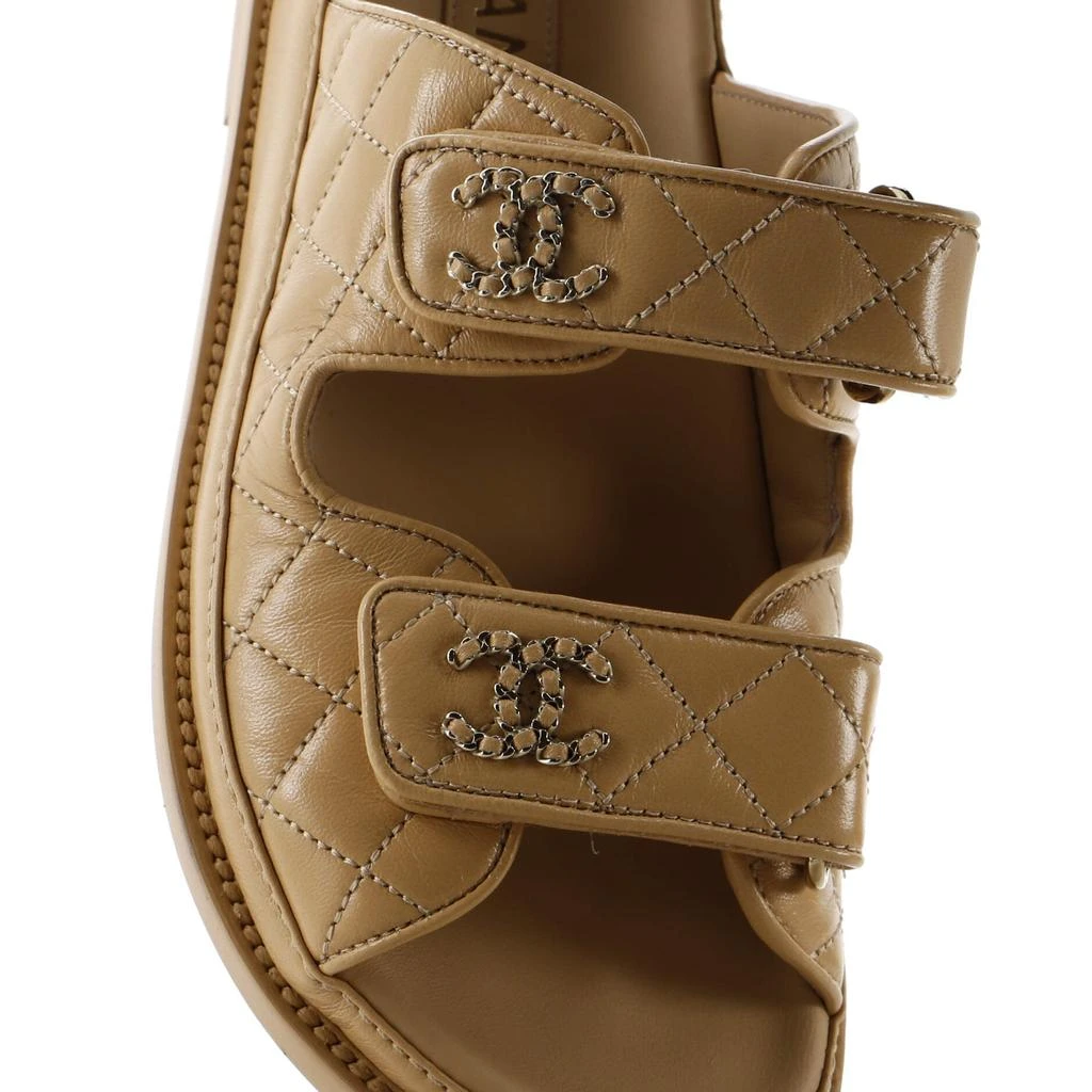 Chanel Women's Velcro Dad Sandals Quilted Leather 5