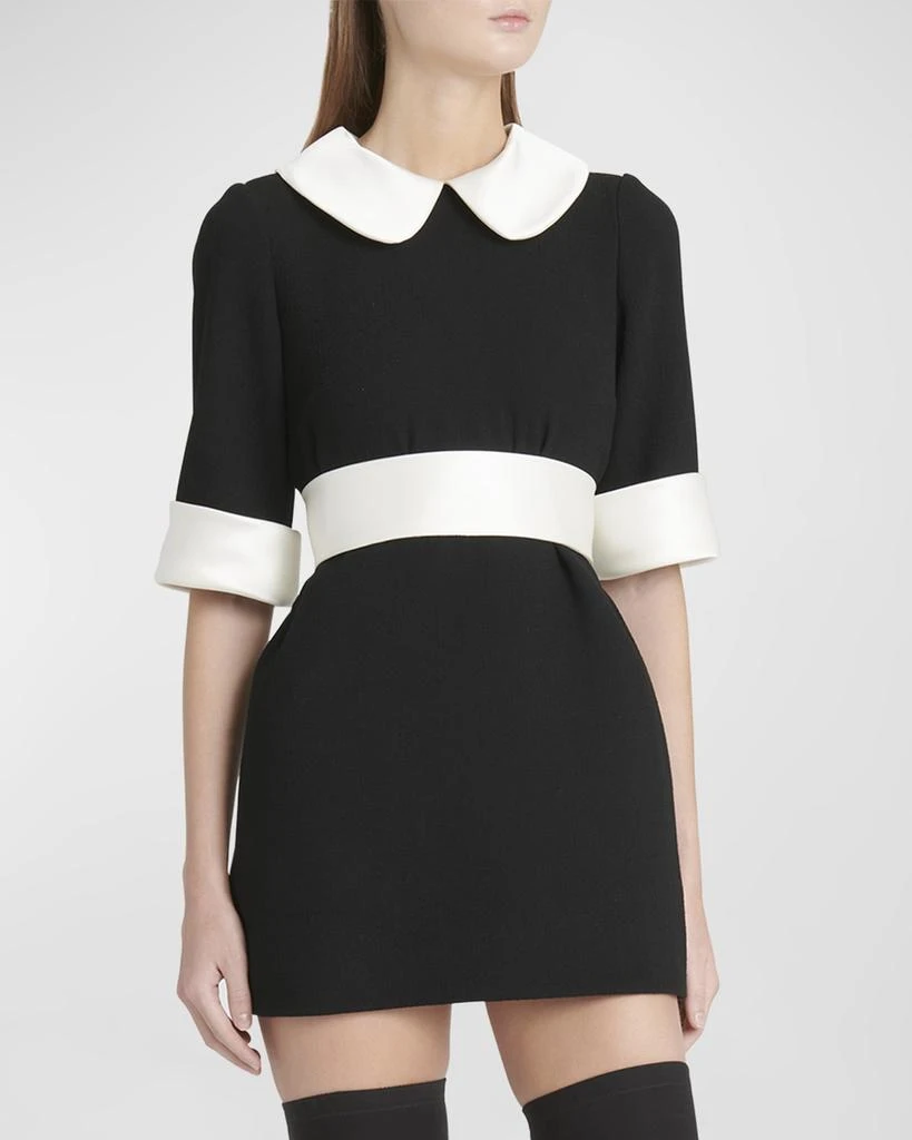 Dolce & Gabbana Peter Pan-Collar Short-Sleeve Belted Crepe Mini Dress 4