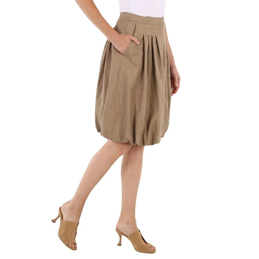 Burberry Ladies Driftwood Linen Blend Bubble Hem Skirt 2