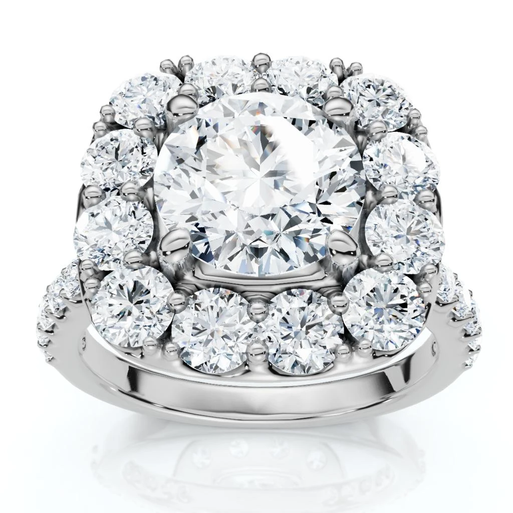 Pompeii3 Certified 3 1/2ct Cushion Halo Diamond Engagement Ring 14k Gold or Pt Lab Grown 3