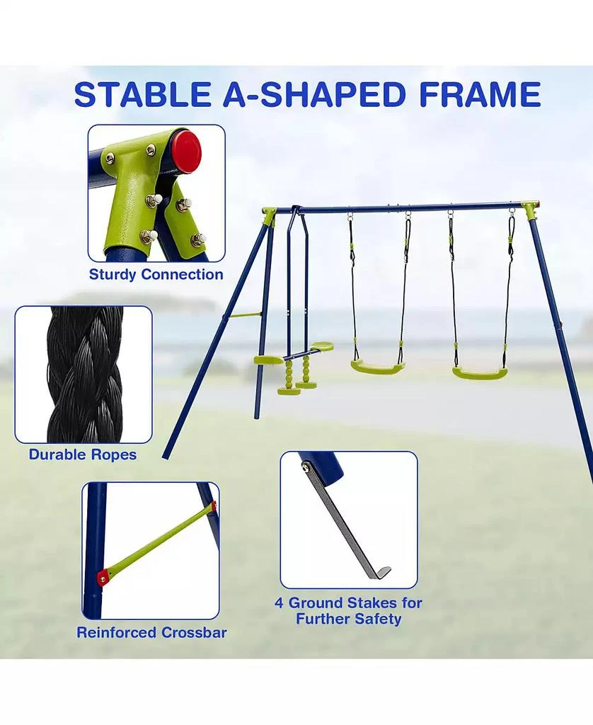 Mecale 440 Pounds Kids Swing Set with Two Swings and One Glider 4