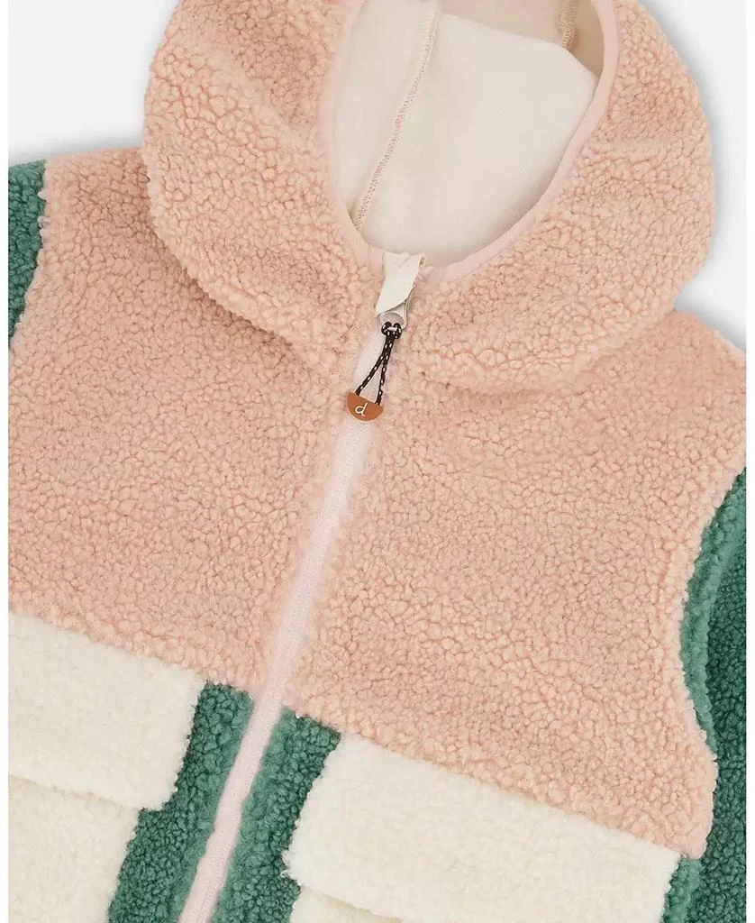Deux par Deux Toddler Sherpa Jacket Light Pink Colorblock 3