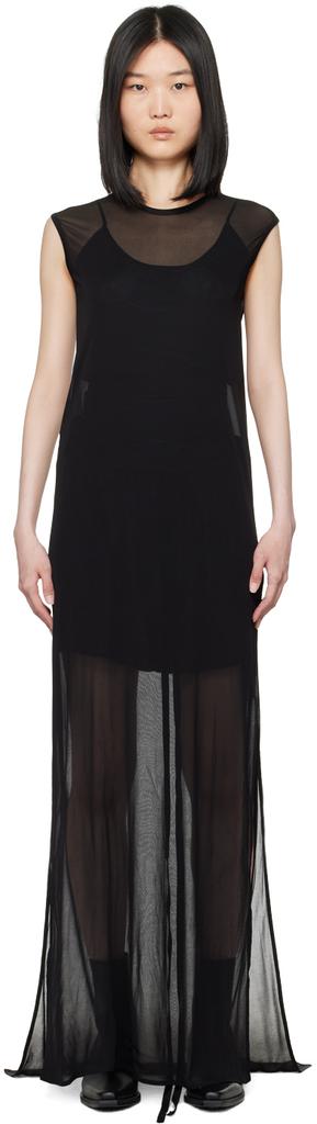 Ann Demeulemeester Black Semi-Sheer Maxi Dress