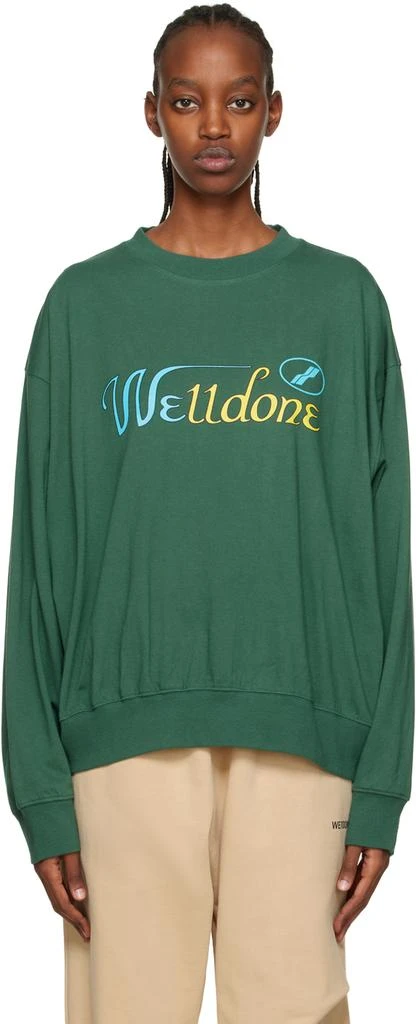 We11done Green Mix Color Cursive Sweatshirt 1