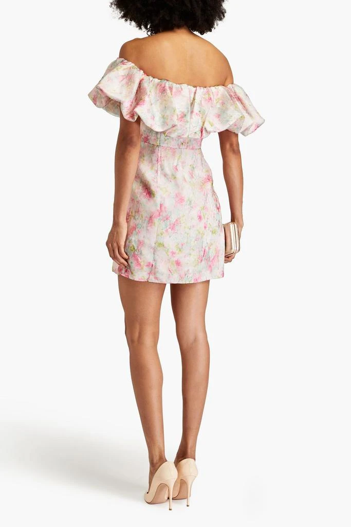 Monique Lhuillier Off-the-shoulder ruffled printed organza mini dress 3