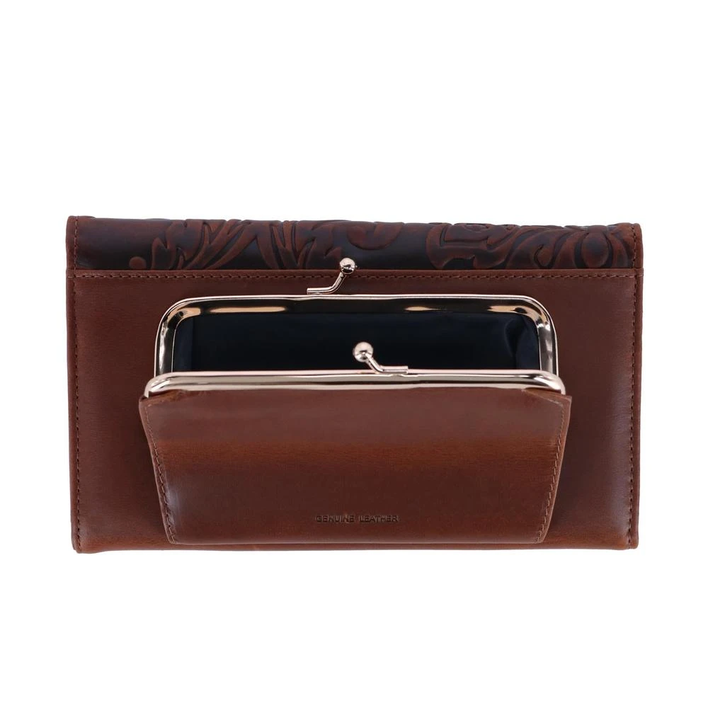 Buxton Women's Tooled Leather Organizer Clutch 6