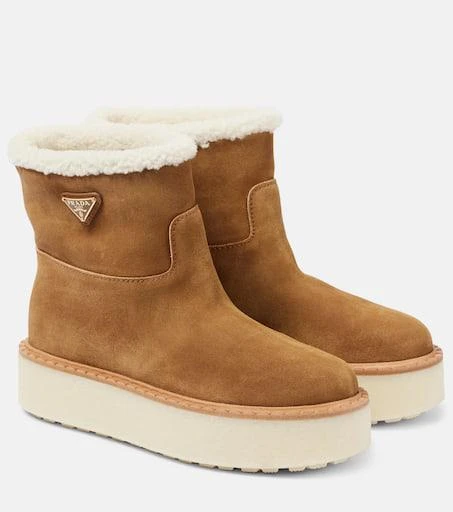 Prada Shearling-lined suede ankle boots 1