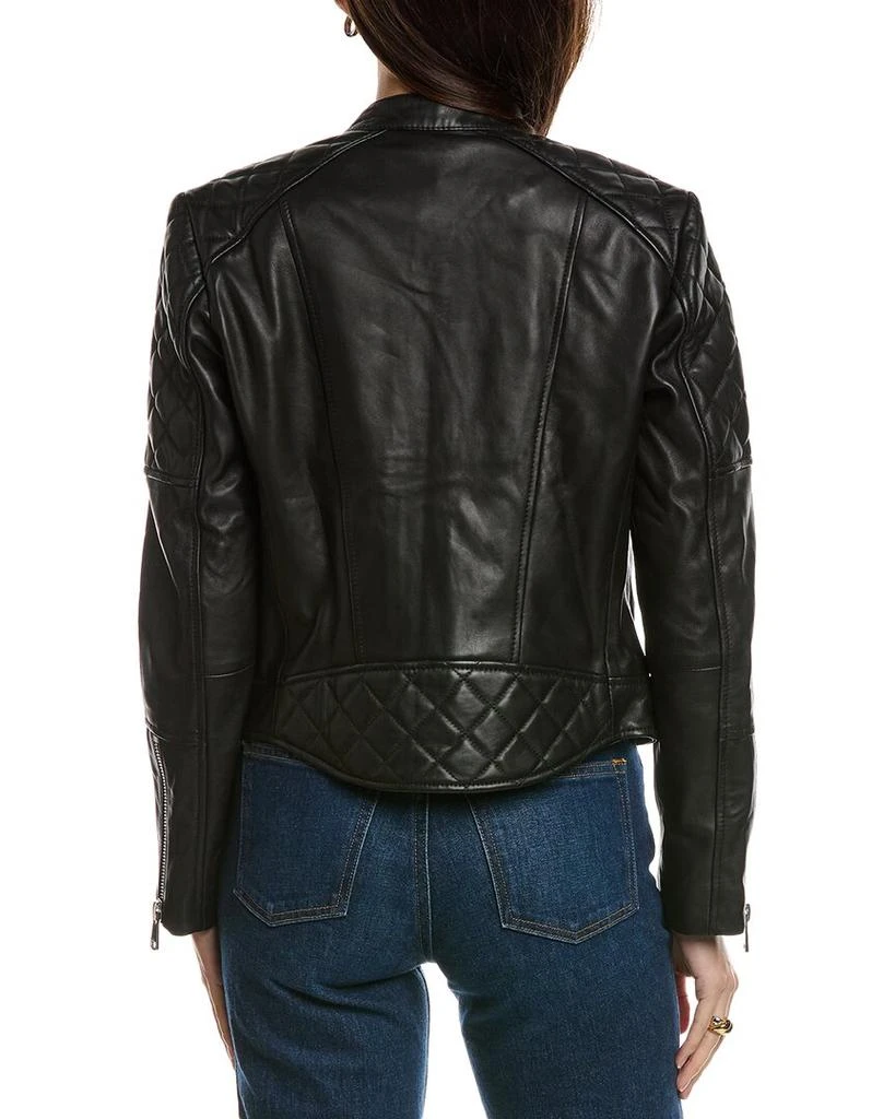 REISS Adelaide Collarless Leather Biker Jacket 2