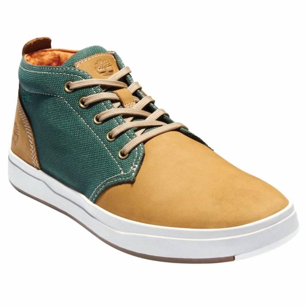 Timberland Men's Davis Square Chukka Shoes In Wheat Nubuck/green