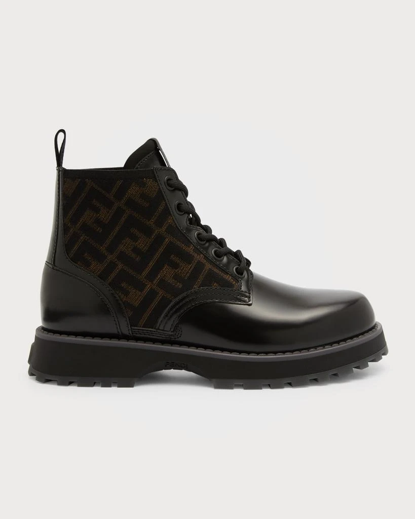 Fendi Men's Monogram Lace-Up Biker Boots 1