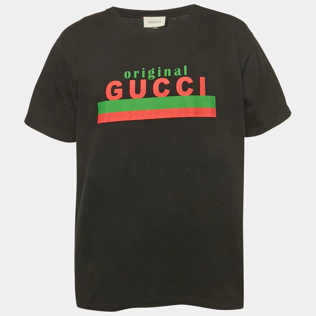Gucci Gucci Black Logo Print Jersey Crewneck T-Shirt L 1