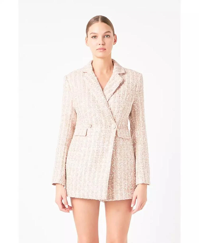 Endless Rose Women's Sequins Tweed Romper 3