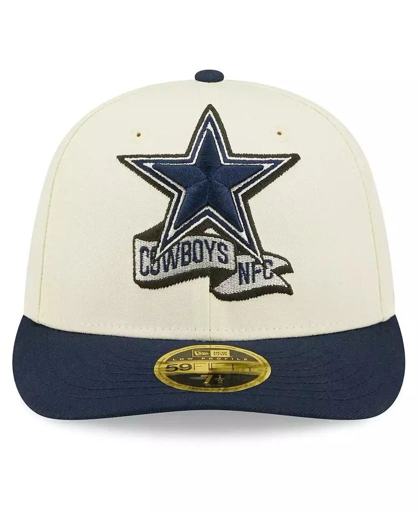 New Era Men's Cream, Navy Dallas Cowboys 2022 Sideline Low Profile 59FIFTY Fitted Hat 3