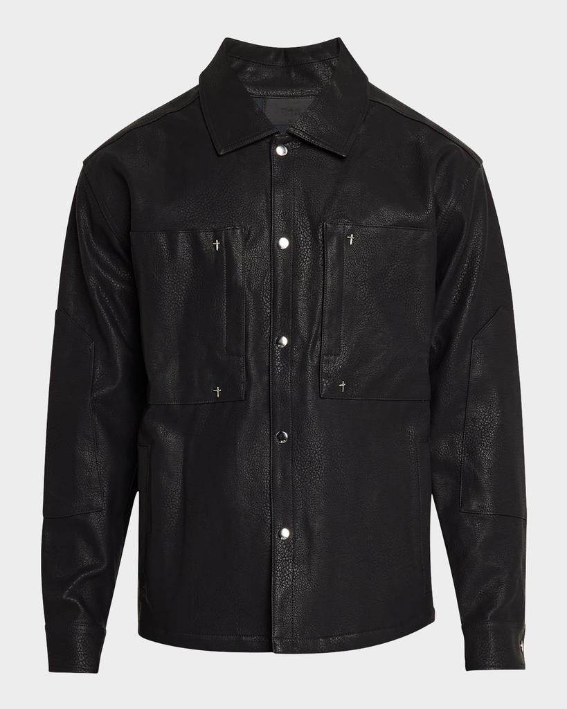 RTA Men's Fisher Faux-Leather Button-Down Shirt