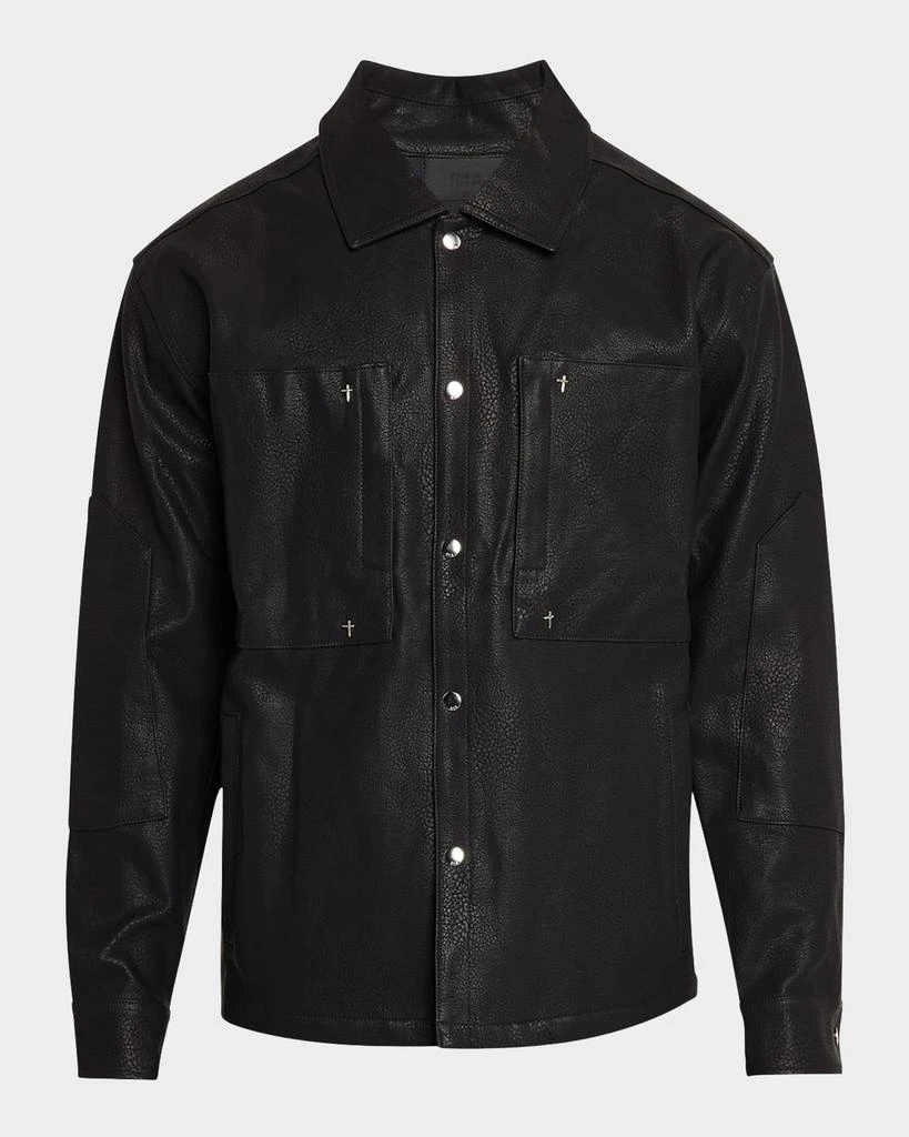 RTA Men's Fisher Faux-Leather Button-Down Shirt 1