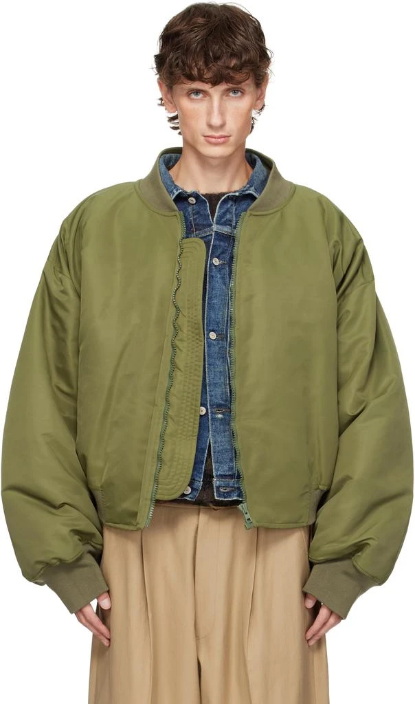 Hed Mayner Khaki Nylon Bomber Jacket 1