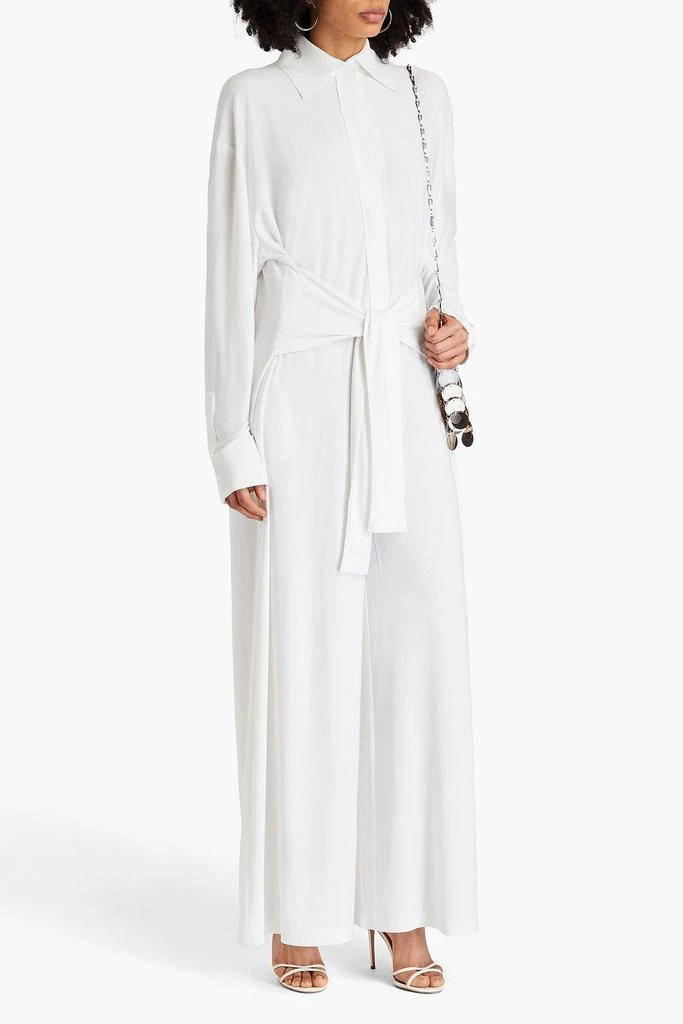 Norma Kamali Tie-front stretch-jersey wide-leg jumpsuit 2