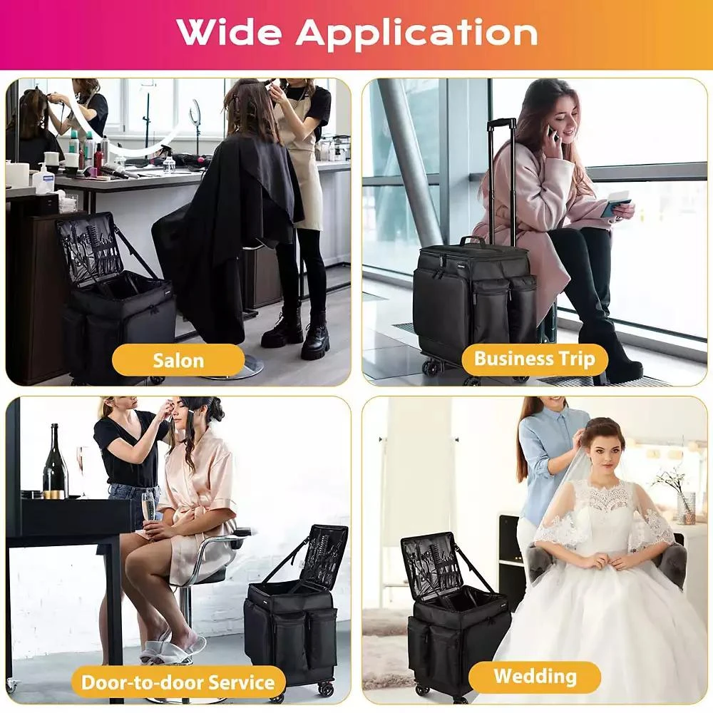 Byootique Rolling Makeup Train Case w/ Backpack Travel Barber Cosmetic Storage 3