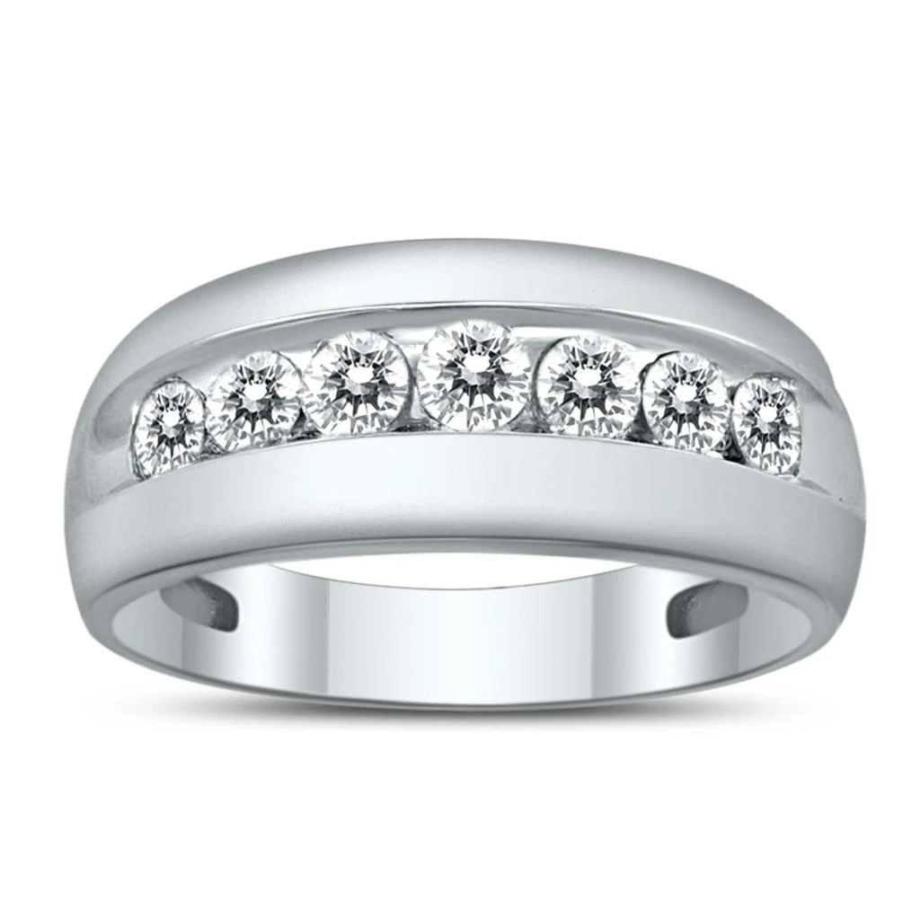 SSELECTS 1 Ctw 7 Stone Genuine Diamond Men's Ring In 10K White Gold 1