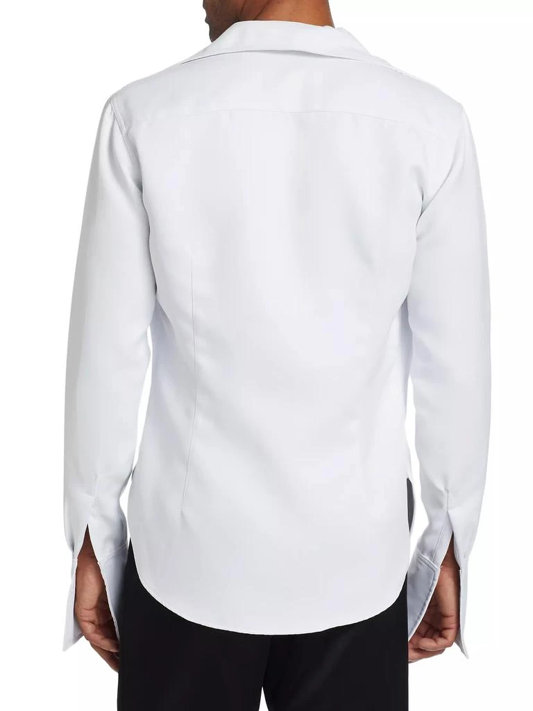 LaQuan Smith Open Chest Matte Satin Dress Shirt 5
