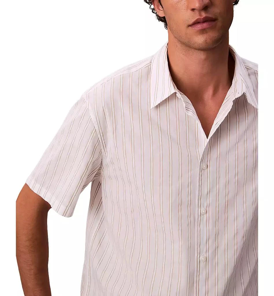 Calvin Klein Men's Cotton Striped Textured Short-Sleeve Shirt