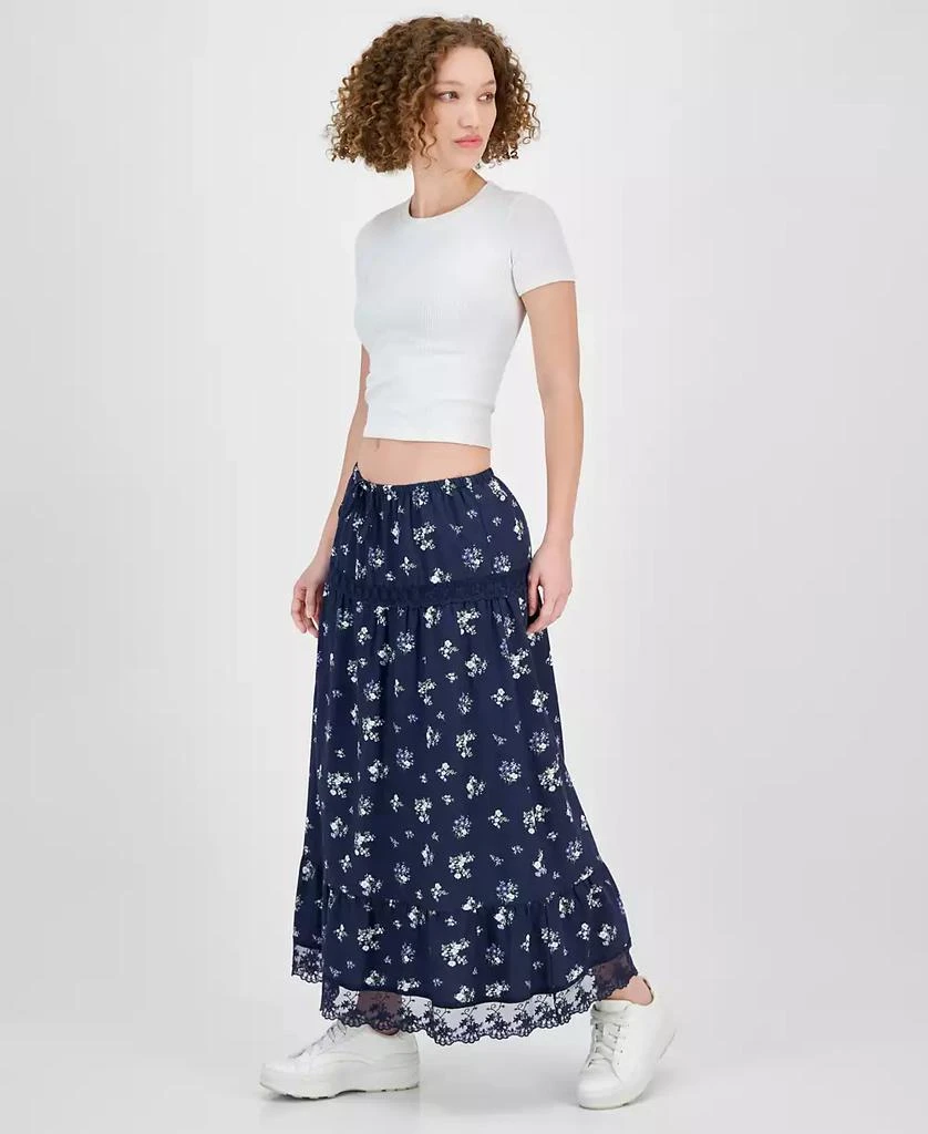 Celebrity Pink Juniors' Floral Tiered Lace-Trim Maxi Skirt 4