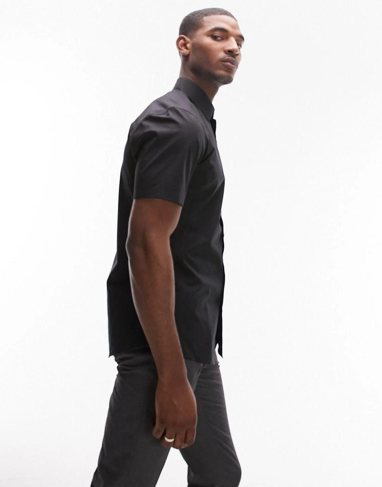 Topman Topman short sleeve formal slim fit shirt in black 3