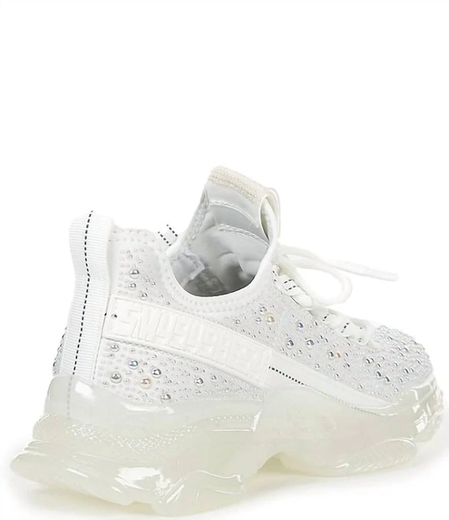 Steve Madden Maxima-P Pearl Embellished Chunky Platform Retro Sneakers In White 2
