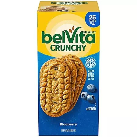 belVita belVita Blueberry Breakfast Biscuits, 4 biscuits per pack, 25 pk. 1