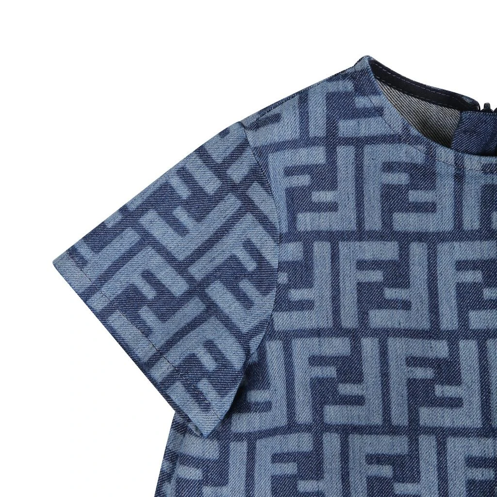 Fendi Denim Dress For Baby Girl With All-over Iconic Ff 3