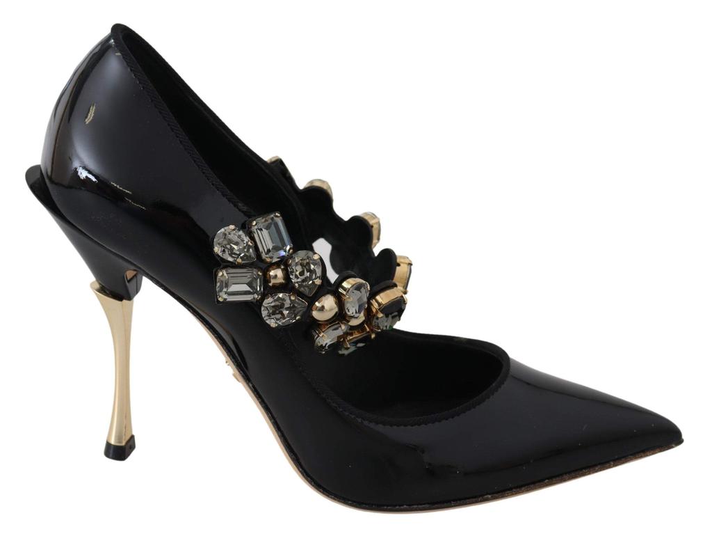 Dolce & Gabbana Dolce & Gabbana Black Leather Crystal Shoes Mary Jane Pumps
