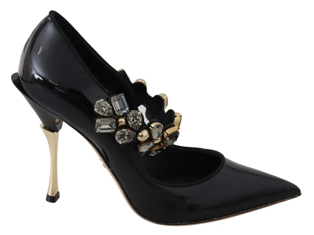 Dolce & Gabbana Dolce & Gabbana Black Leather Crystal Shoes Mary Jane Pumps 1