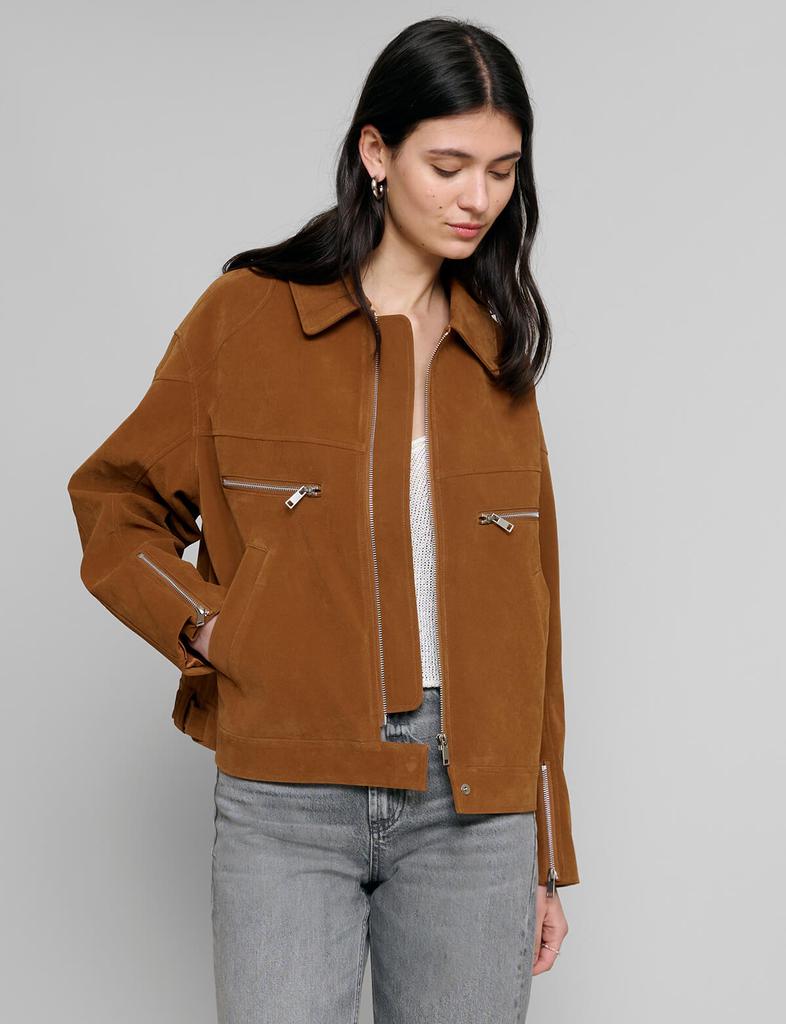 Pixie Market Faux Suede Moto Zip Jacket
