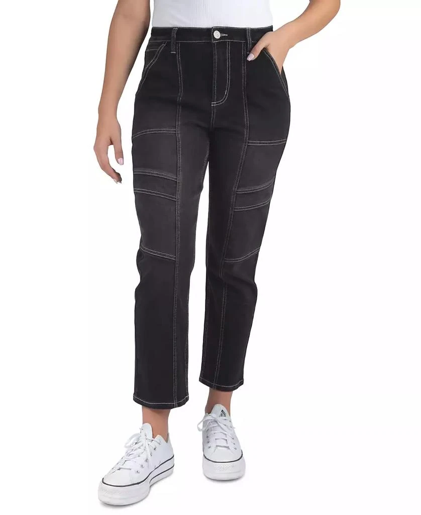 Indigo Rein Juniors' High-Rise Seamed Straight-Leg Jeans 1