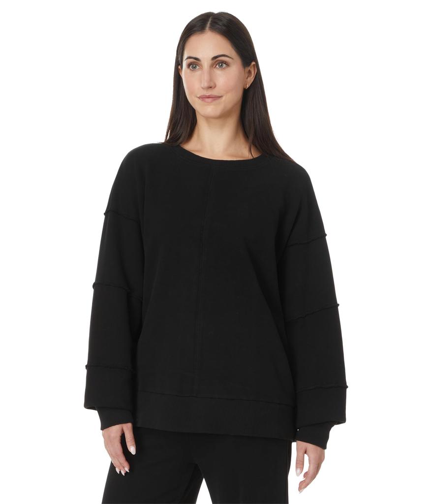 Mod-o-doc Long Sleeve Seamed Boxy Sweatshirt Black