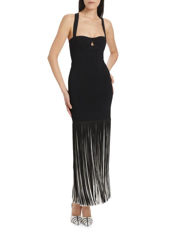 Galvan Mia Fringe Maxi Dress