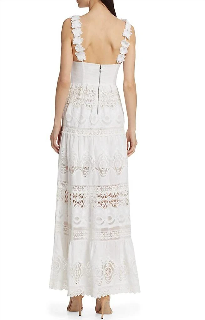 Alice + Olivia Alora Embroidered Sweetheart Neckline Midi Dress In White 2