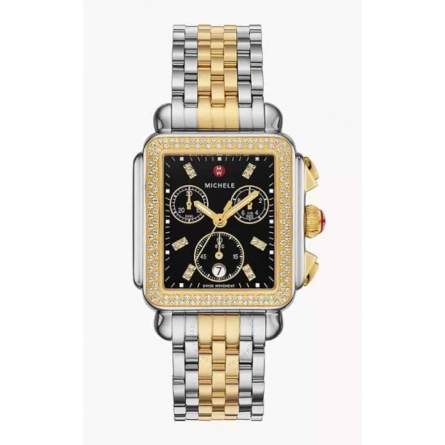 Michele Deco Chronograph Quartz Diamond Black Dial Ladies Watch MWW06A000808