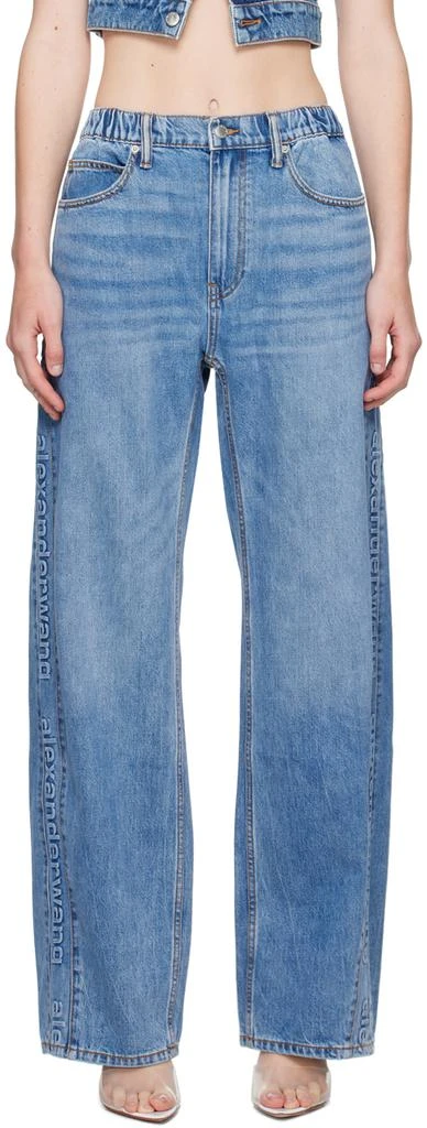 Alexander Wang Blue Logo-Embossed Balloon Jeans 1